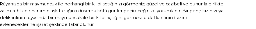 Diyanet'e Göre Rüyada Maymuncuk Görmek