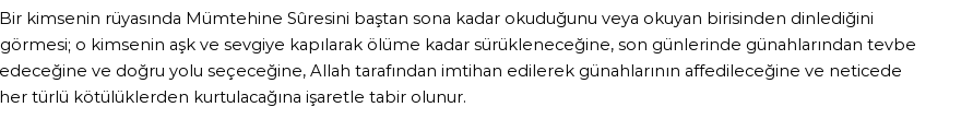 Diyanet'e Göre Rüyada Mümtehine Suresi Görmek