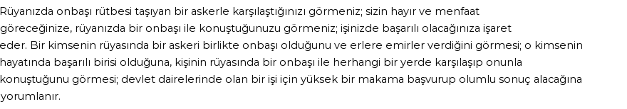 Diyanet'e Göre Rüyada Onbaşı Görmek