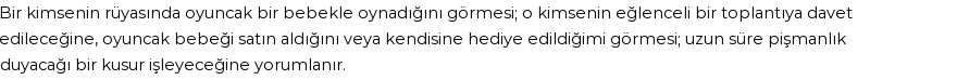 Diyanet'e Göre Rüyada Oyuncak Bebek Görmek