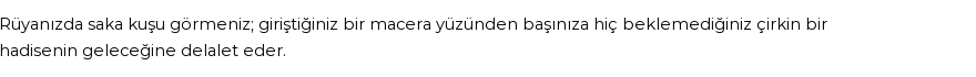 Diyanet'e Göre Rüyada Saka Kuşu Görmek