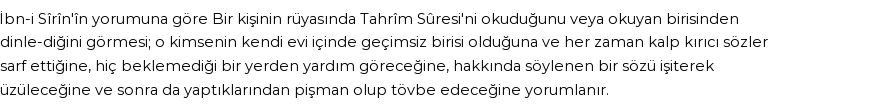 Diyanet'e Göre Rüyada Tahrim Suresi Görmek