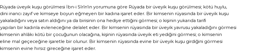 Diyanet'e Göre Rüyada Üveyik Kuşu Görmek