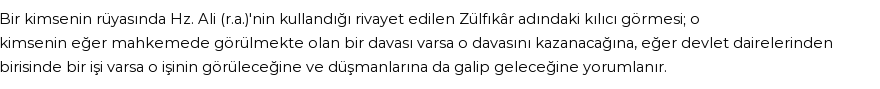 Diyanet'e Göre Rüyada Zülfikar Görmek