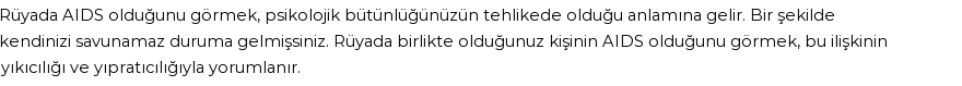 Guncel'e Göre Rüyada Aids Görmek