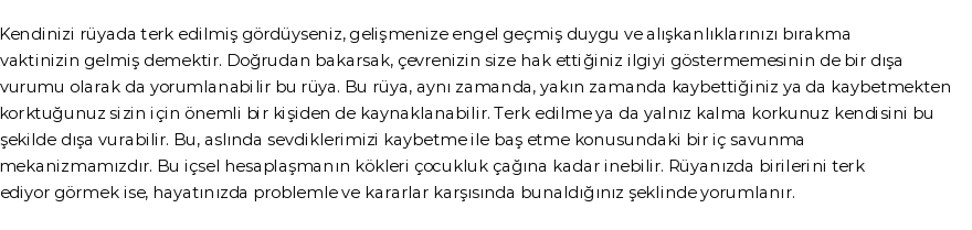 Guncel'e Göre Rüyada Terk Edilmek Görmek