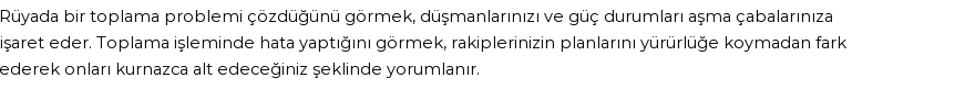 Guncel'e Göre Rüyada Toplama İşlemi Görmek