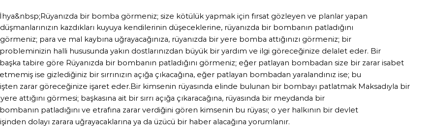 İhya Göre Rüyada Bomba Görmek