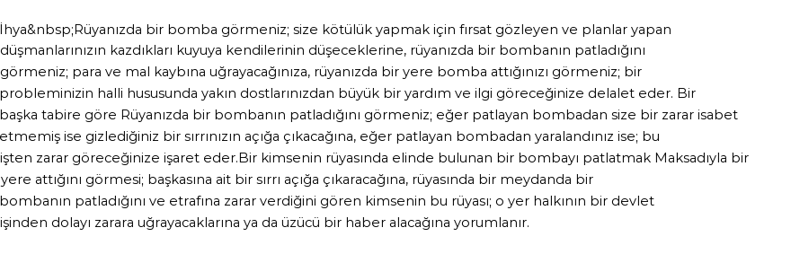 İhya  Göre Rüyada Bomba Görmek