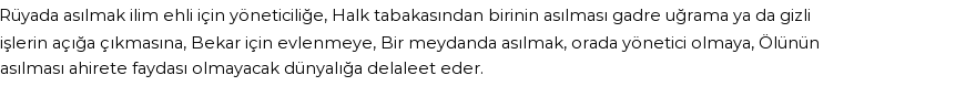 İhya'ya Göre Rüyada Asılmak Görmek