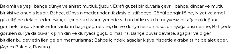 İhya'ya Göre Rüyada Bahçe Görmek