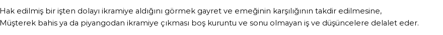 İhya'ya Göre Rüyada İkramiye Görmek