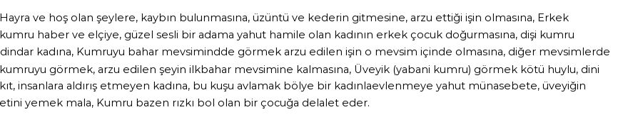 İhya'ya Göre Rüyada Kumru Görmek