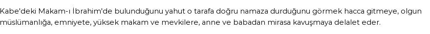 İhya'ya Göre Rüyada Makam-ı İbrahim Görmek