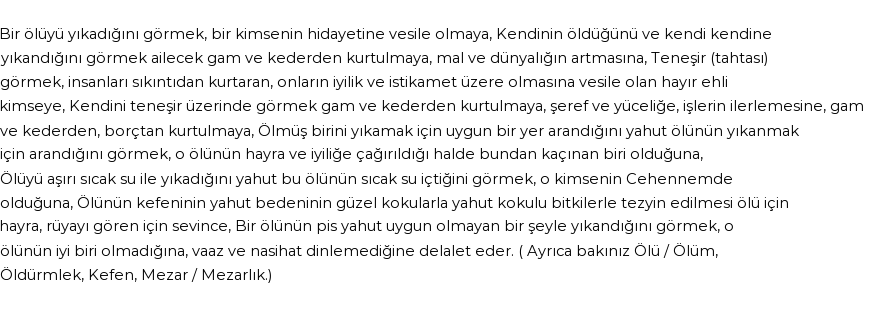 İhya'ya Göre Rüyada Ölünün Yıkanması Görmek