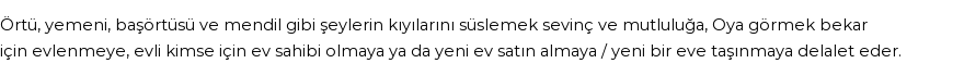 İhya'ya Göre Rüyada Oya Görmek