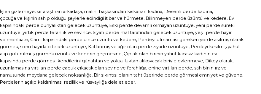 İhya'ya Göre Rüyada Perde Görmek