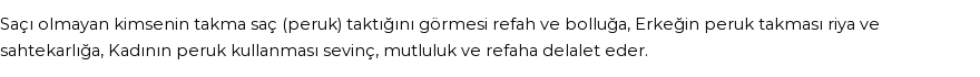 İhya'ya Göre Rüyada Peruk Görmek