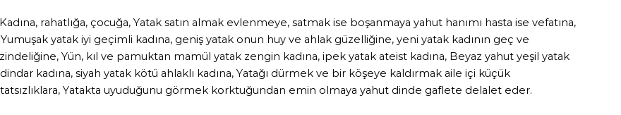 İhya'ya Göre Rüyada Yatak Görmek