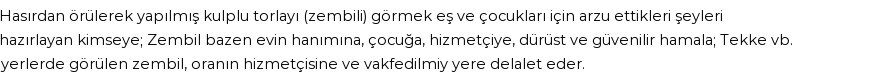 İhya'ya Göre Rüyada Zembil Görmek