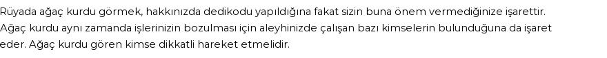 Molla Cami'ye Göre Rüyada Ağaç Kurdu Görmek