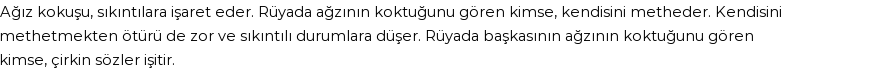 Molla Cami'ye Göre Rüyada Ağız Kokusu Görmek