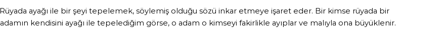 Molla Cami'ye Göre Rüyada Ayağı İle Tepelemek Görmek