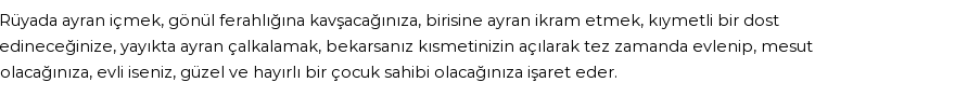 Molla Cami'ye Göre Rüyada Ayran Görmek