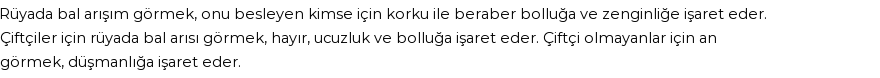 Molla Cami'ye Göre Rüyada Bal Arısı Görmek