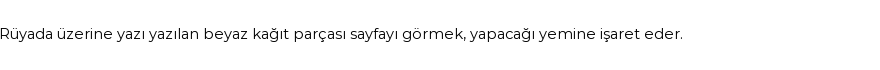 Molla Cami'ye Göre Rüyada Beyaz Kağıt Görmek