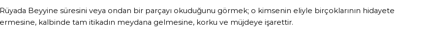 Molla Cami'ye Göre Rüyada Beyyine Suresi Görmek