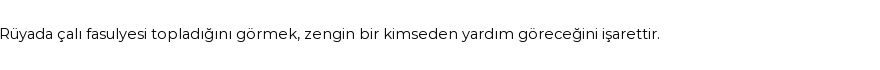 Molla Cami'ye Göre Rüyada Çalı Fasülyesi Görmek