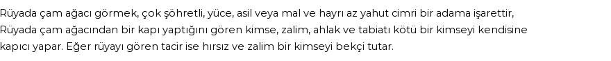Molla Cami'ye Göre Rüyada Çam Ağacı Görmek