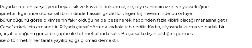Molla Cami'ye Göre Rüyada Çarşaf Görmek