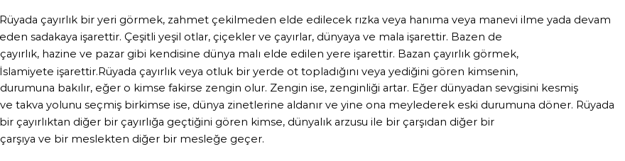 Molla Cami'ye Göre Rüyada Çayırlık Görmek