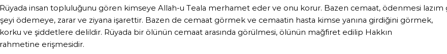 Molla Cami'ye Göre Rüyada Cemaat Görmek