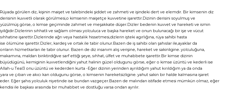 Molla Cami'ye Göre Rüyada Diz Görmek