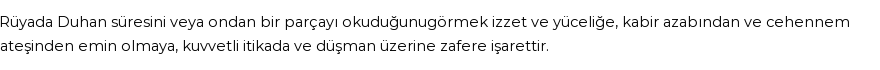 Molla Cami'ye Göre Rüyada Duhan Suresi Görmek