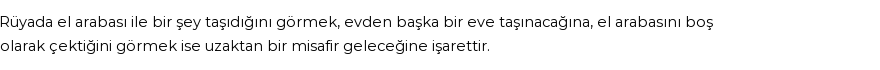 Molla Cami'ye Göre Rüyada El arabası Görmek