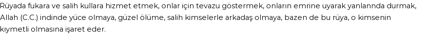 Molla Cami'ye Göre Rüyada Fakire Hizmet Etmek Görmek