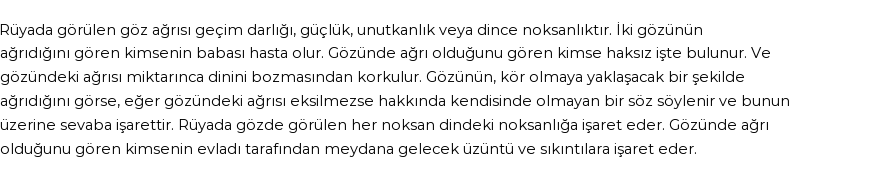 Molla Cami'ye Göre Rüyada Göz Ağrısı Görmek