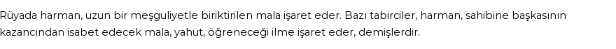 Molla Cami'ye Göre Rüyada Harman Ve Harman Yeri Görmek