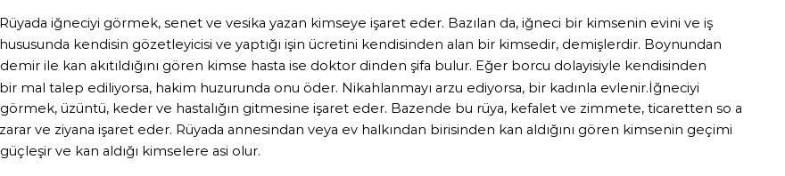 Molla Cami'ye Göre Rüyada İğneci Görmek