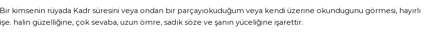 Molla Cami'ye Göre Rüyada Kadir Suresi Görmek