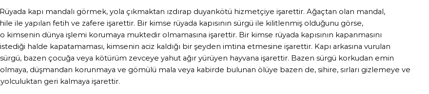 Molla Cami'ye Göre Rüyada Kapı Mandalı Görmek