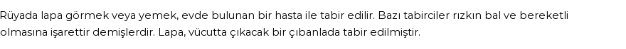 Molla Cami'ye Göre Rüyada Lapa Görmek