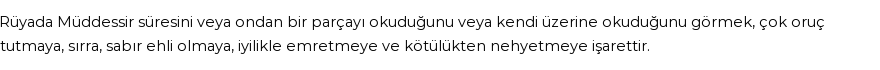 Molla Cami'ye Göre Rüyada Müddessir Suresi Görmek