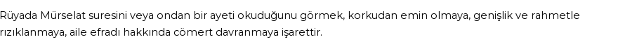 Molla Cami'ye Göre Rüyada Mürselat Suresi Görmek