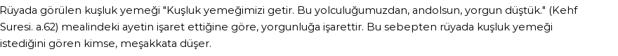 Molla Cami'ye Göre Rüyada Sabah Kahvaltısı Görmek