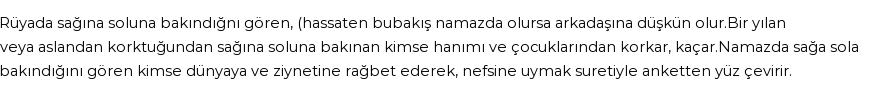 Molla Cami'ye Göre Rüyada Sağa Sola Bakmak Görmek